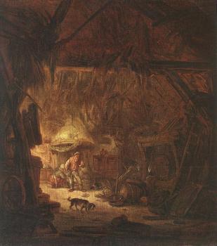 Isack Van Ostade : Interior Of A Peasant House